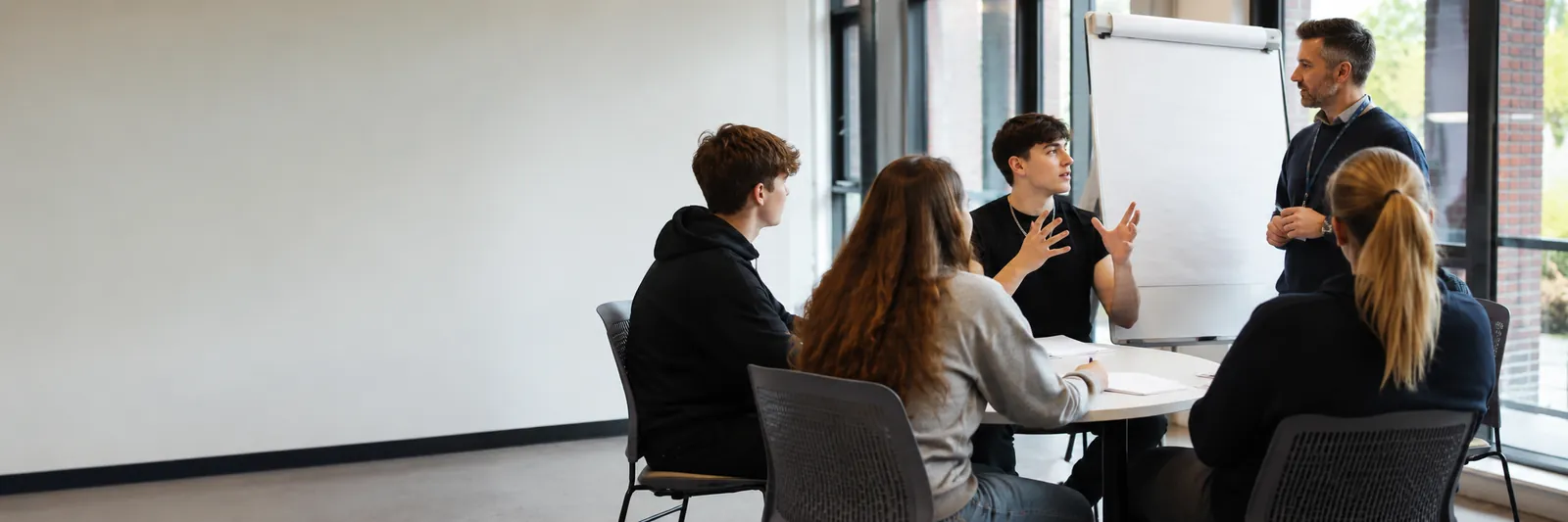 School leavers in an ideation session with a facilitator