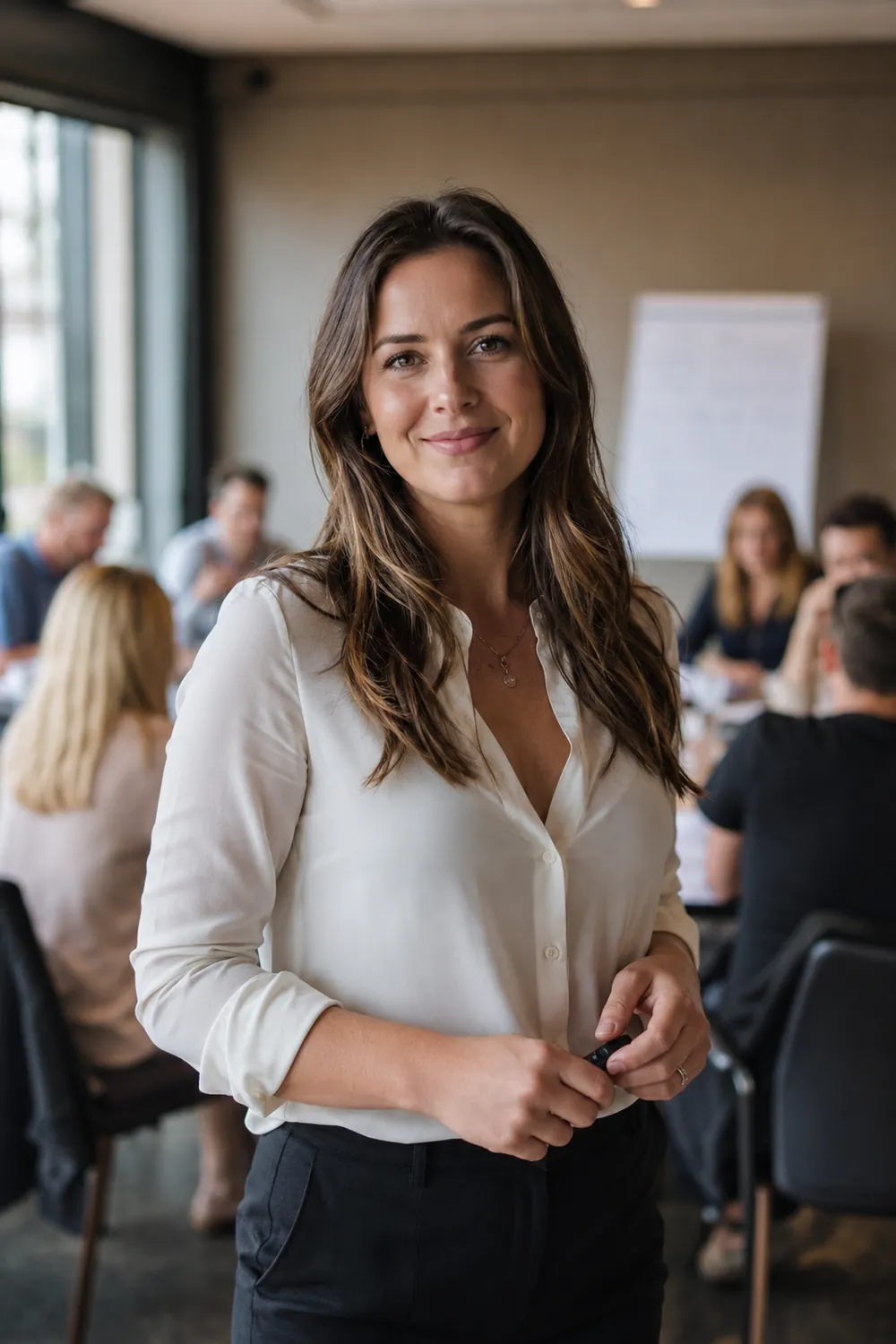 Workshop facilitator standing in front of a business support session