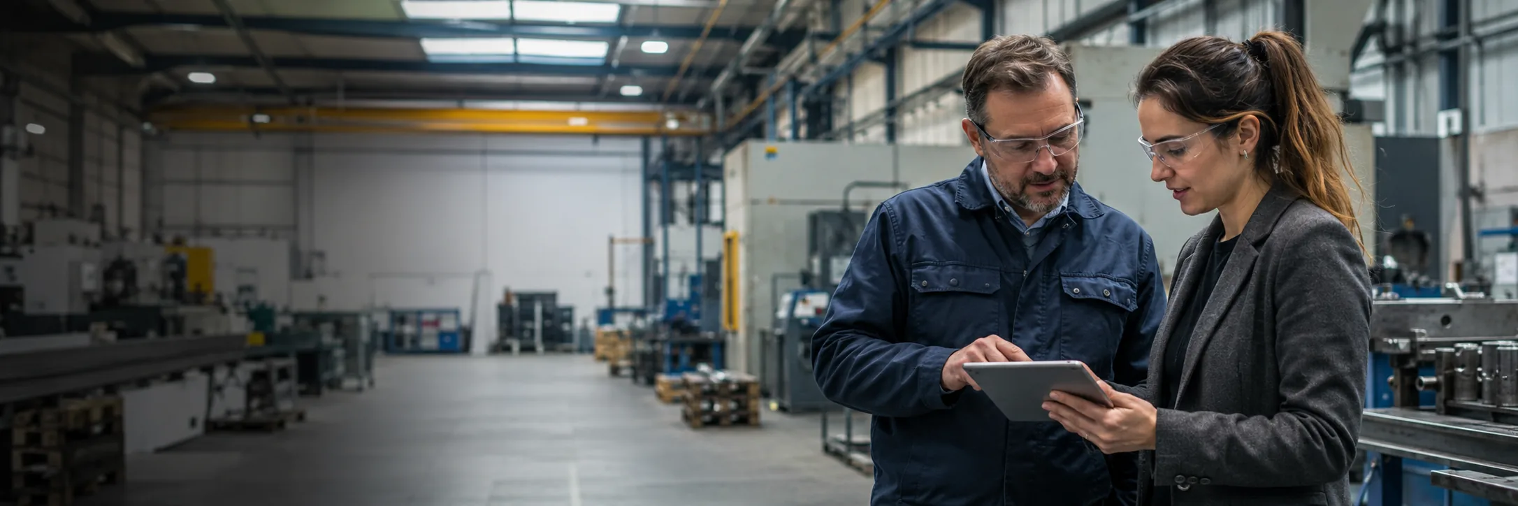 Construction and engineering business owners reviewing opportunities on site